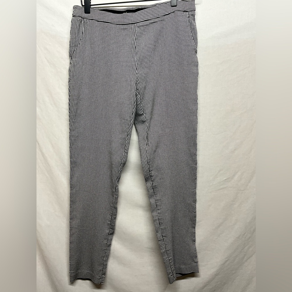 Dalia Black & White Checkered Stretch Pull-On Pants - Women’s Size 8 Rayon Blend